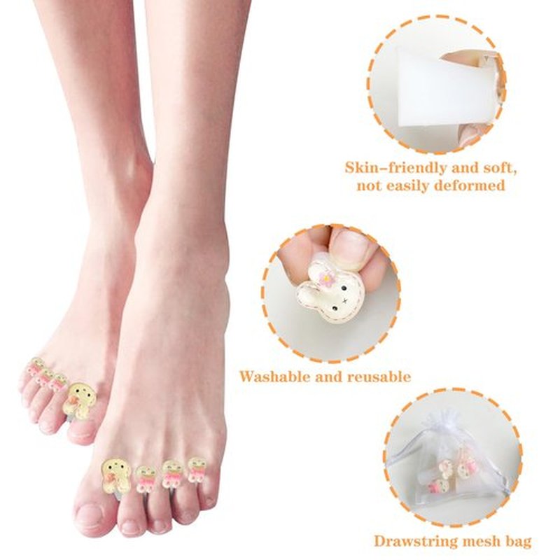 Toe Separators for Nail Polish, 4 Set Toe Spacers for Feet Apply Nail Polish During Pedicure (Rabbits,Daisy Flower,Diamond)