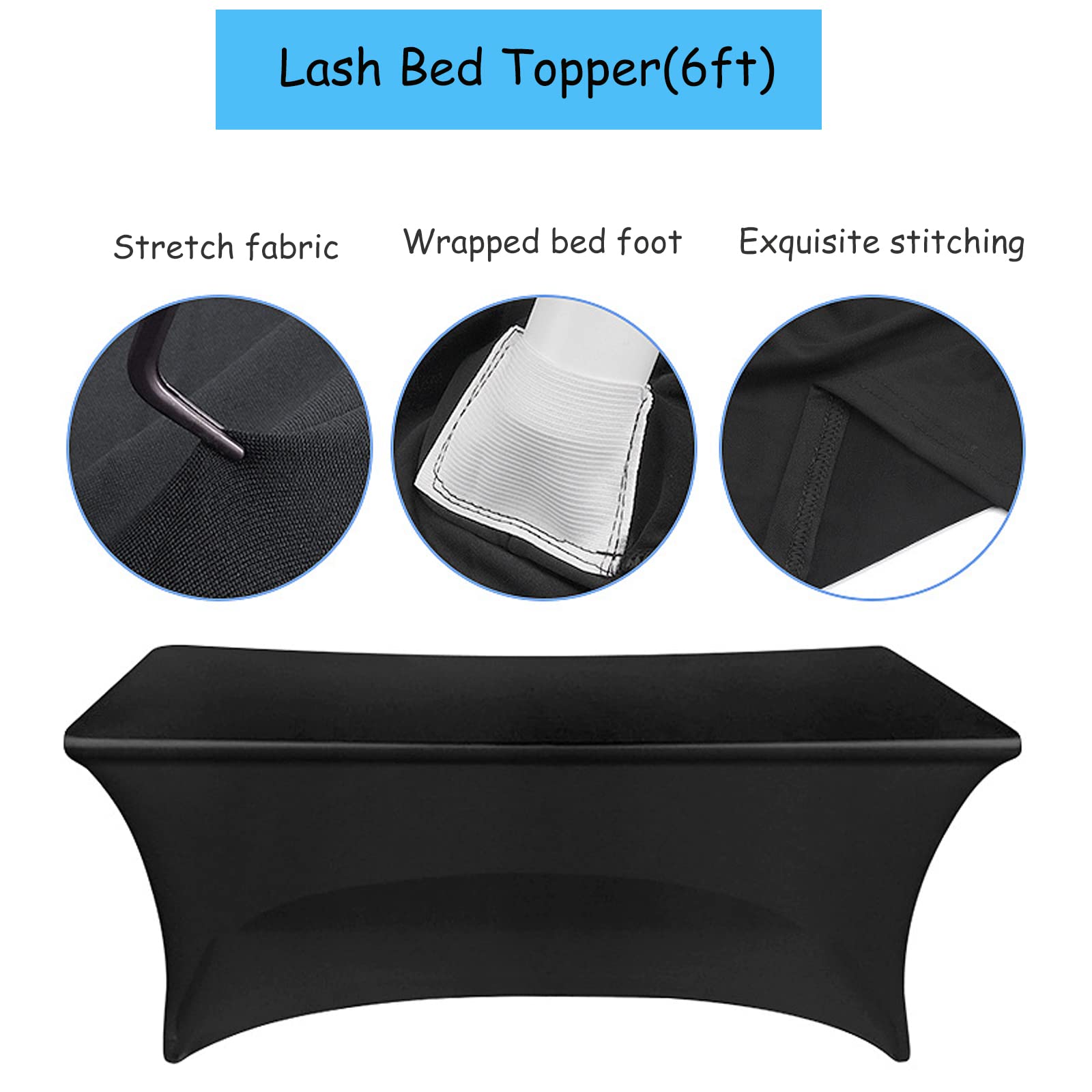 LXIANGN Professional Waterproof Massage Sheets Bed Table Cover with Face Hole,Oilproof Reusable Spa Treatment Sheet for Massage Tables,Machine Washable (Black, 6ft)