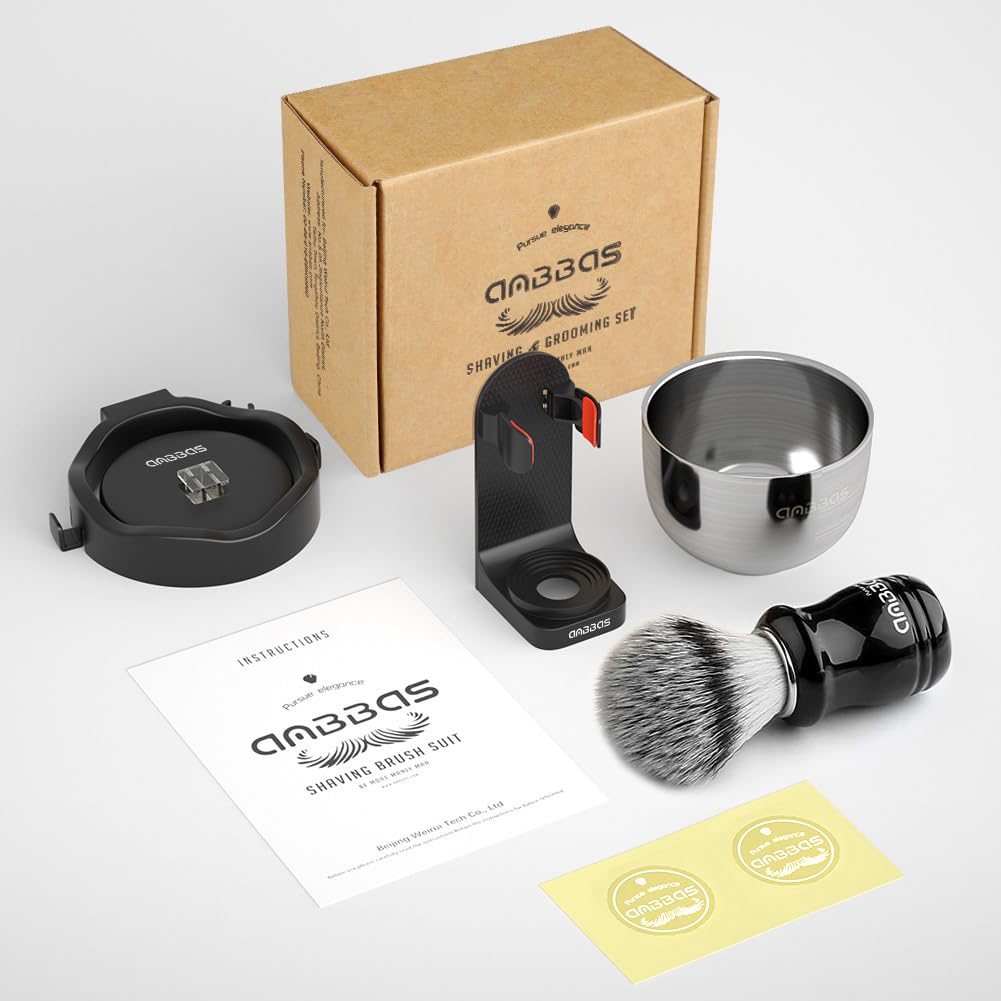 Anbbas 4IN1 Wall Mounted Shaving Brush Set for Men Smooth Shave in Shower