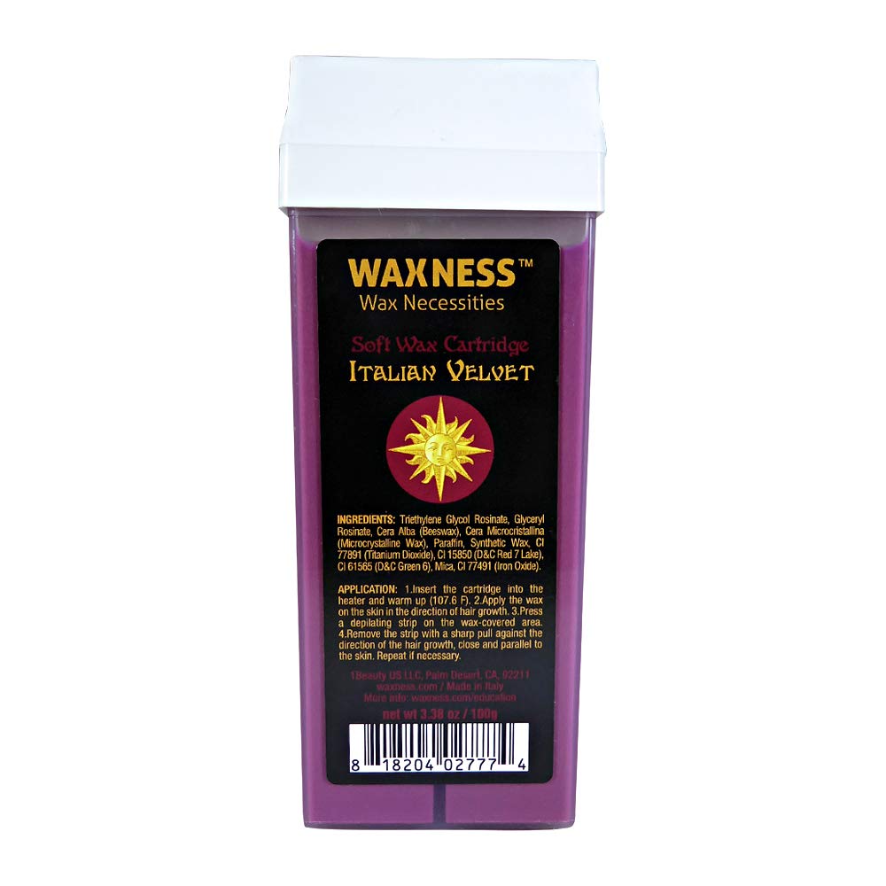 Waxness Italian Velvet Wax Cartridge 3.38 oz (100 g) – Premium Synthetic Strip Wax for Full Body and Large Areas, Professional Use – Made in Italy