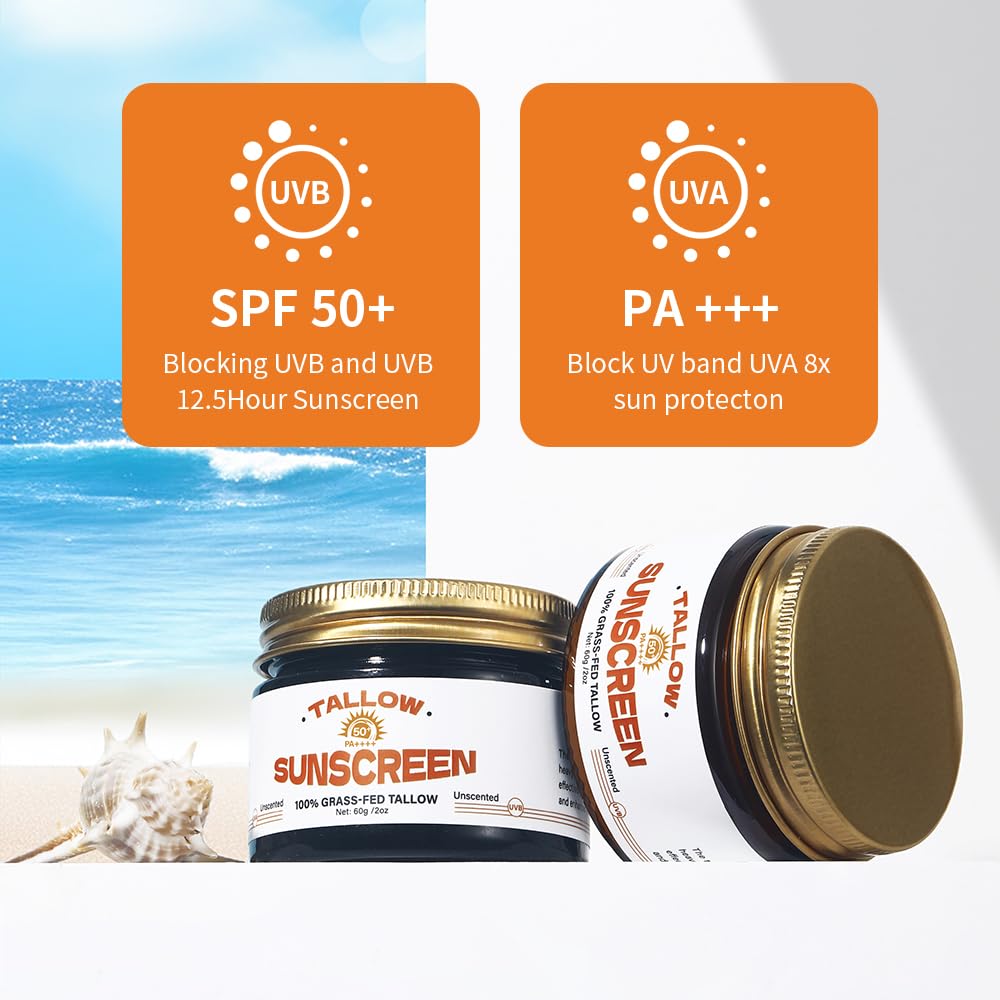 VRAIKO Tallow Sunscreen SPF 30, 100% Grass-Fed Tallow & Honey Extract | Non-Greasy, UVA/UVB Protection | Clean Balm for Face & Body, 2oz