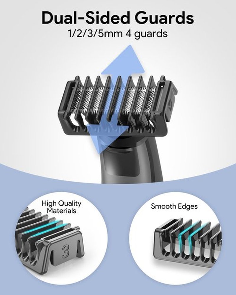 Guide Guards Set - 1/2/3/5mm Comb Attachments, Skin & Body Combs, with a Hard Case - Compatible with Obalde QP2724/QP2834/QP2520/30, QP2620/30, Pro Series, Convenient Storage with High Performance