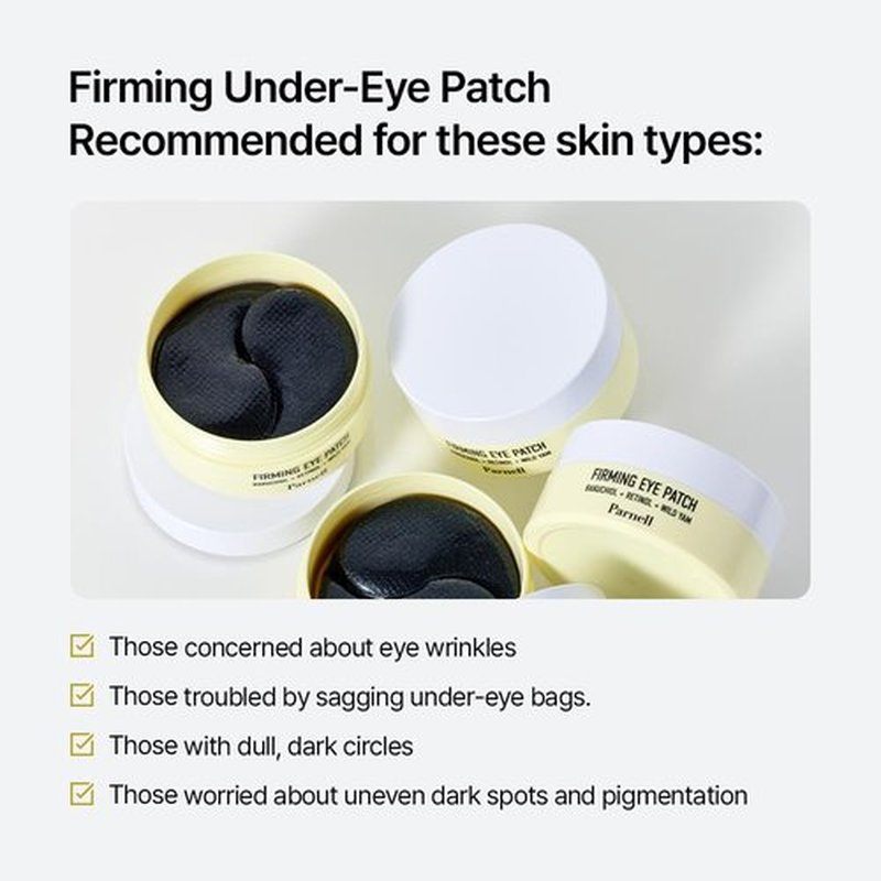 Parnell Bakuchiol Retinol Wild Yam Eye Patch (60ct) | Hydrogel Patches for Wrinkles, Dark Circles & Firming | Cica HA Niacinamide K-Beauty