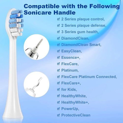Philips Sonicare Replacement Toothbrush Heads - 8 Pack Compatible with Click-On Handles - White