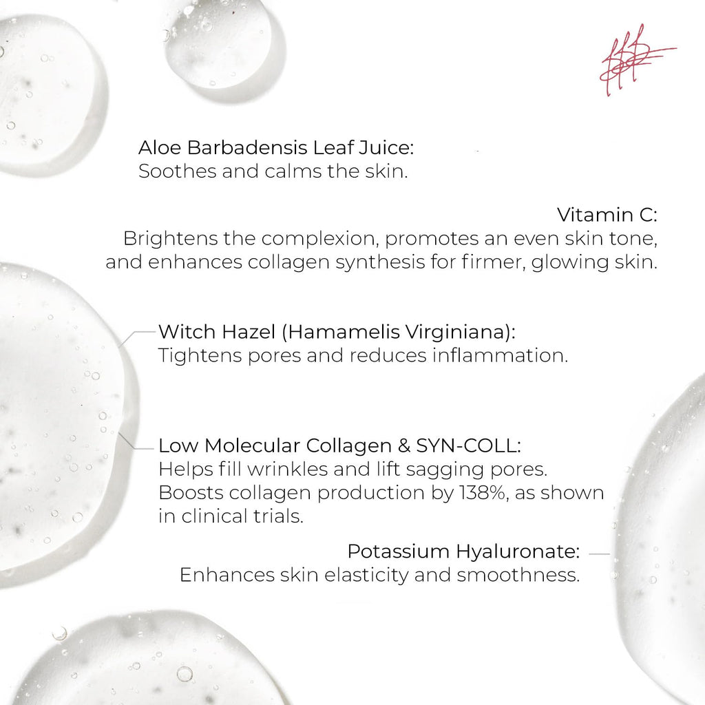 Bussell Skin Care Beverly Hills Dermatology - Deep Collagen Face Mask, Hyaluronic Acid and Vitamin C, All Skin Types, 5 Pack