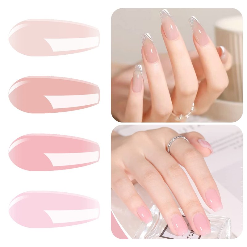 Vishine Jelly Gel Nail Polish Collection Sheer Nude Pink Gel Polish Crystal Transparent Gel Polish Kit Nail Art Varnish Manicure Set 8ML 4PCS