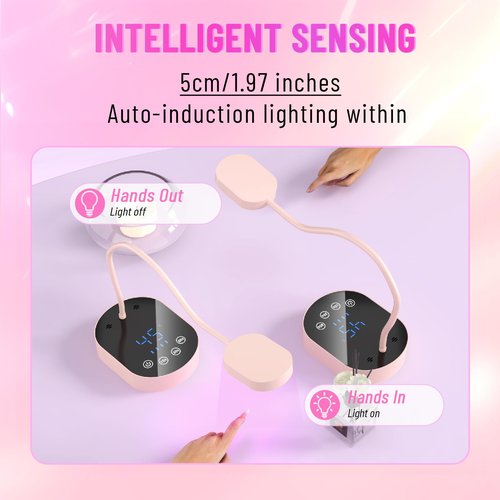 TCHMCITY Flash Cure lamp, 72W Mini Cordless Gel x Nail Lamp Flash Cure, Auto Sensor Gooseneck Portable USB Gel Nail Dryer U V Light with 3 Timers and LCD Display for Home DIY