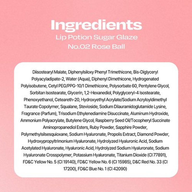 alternativestereo Lip Potion Sugar Glaze Tint | K-Beauty High-Shine & Long-Lasting Lip Tint | Hydrating, Non-Sticky Glossy Finish | 7 Shades | 0.3 Oz (No.2 Rose Ball)