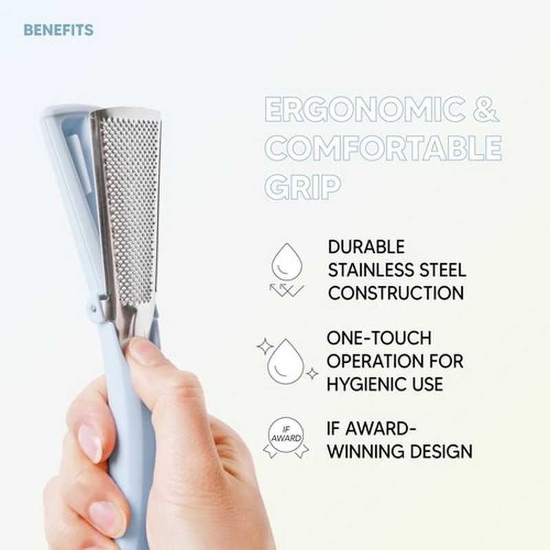F3 Systems, Stainless Steel Callus Remover(Sky Blue), Effective for Thick Callus and Cracked Feet Pedicure Rasp, Remove Hard Skin, Grater Foot File, Foot Scrubber, Professional Foot Care