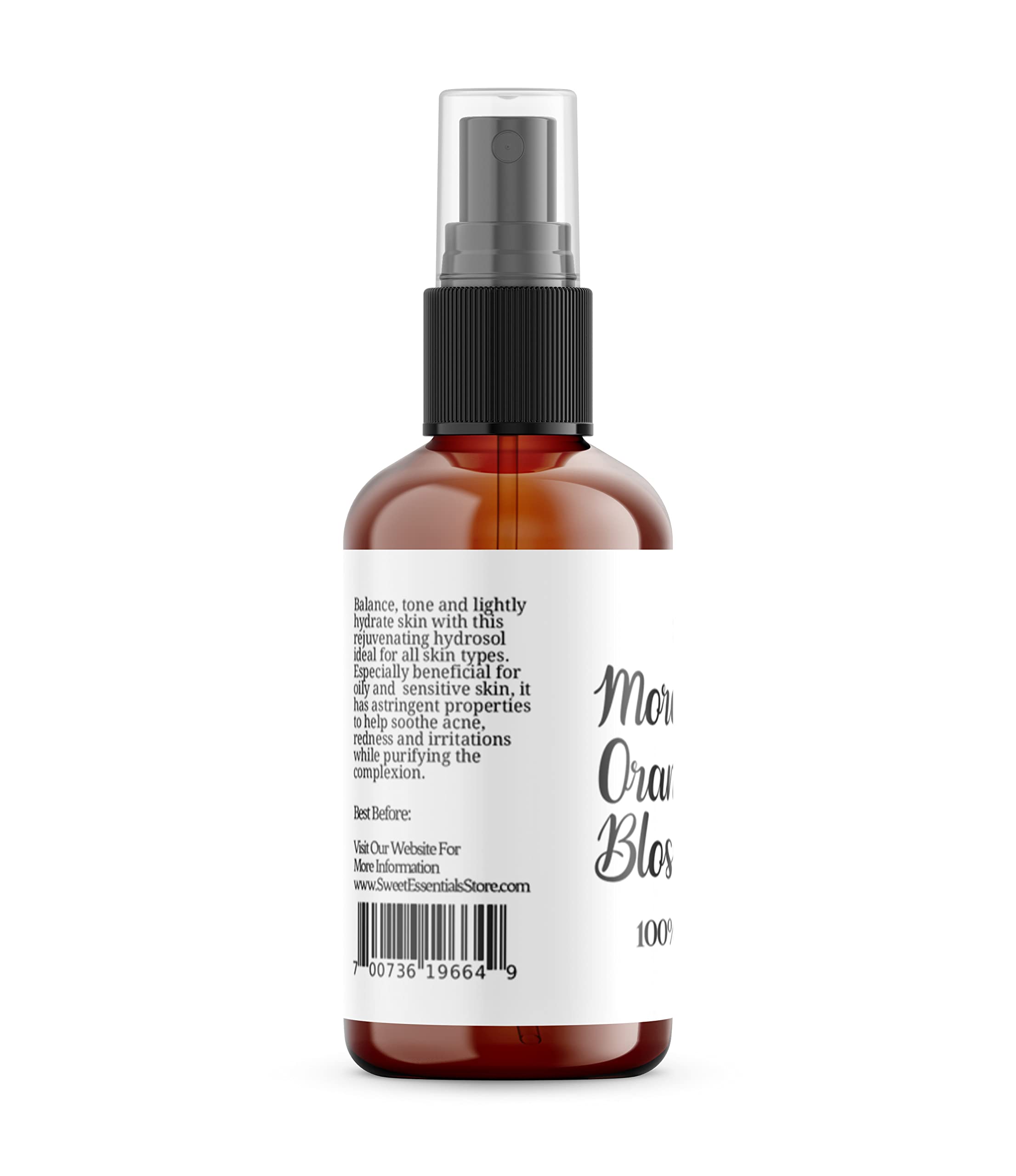 Premium Organic Moroccan Orange Blossom (Neroli) Water | 4oz Spray Imported from Morocco | Food Grade | Packed with Natural Antioxidants. Perfect for Hydrating & Rejuvenating Your Face & Neck