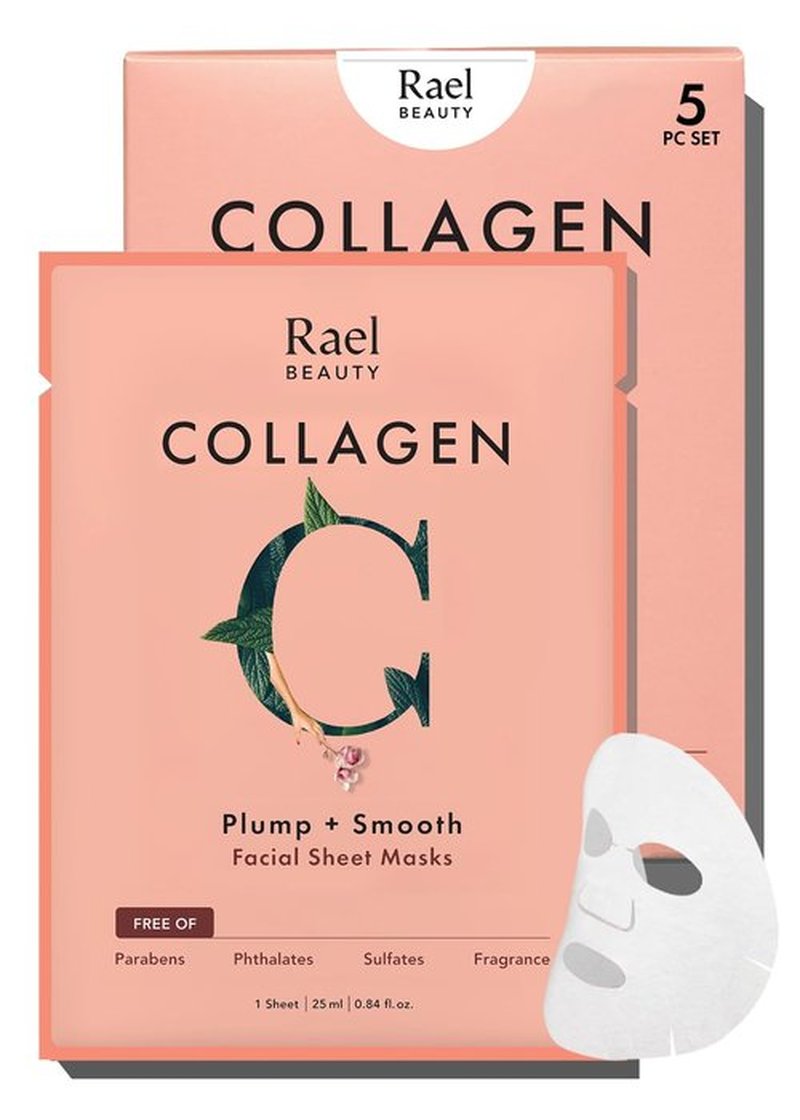 Rael Collagen Face Masks - Nourishing Bamboo Sheet Masks with Fruit Extracts | 5 Sheets for All Skin Types