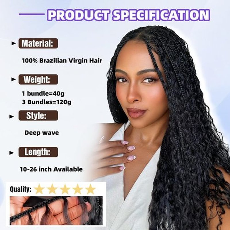 Deep Wave Human Braiding Hair for Boho Braids – 12 Inch 40g 1 Bundles/Pack Red, 100% Unprocessed 12A Brazilian Virgin Hair Bulk, No Weft, Wet & Wavy Curly Knotless Extensions