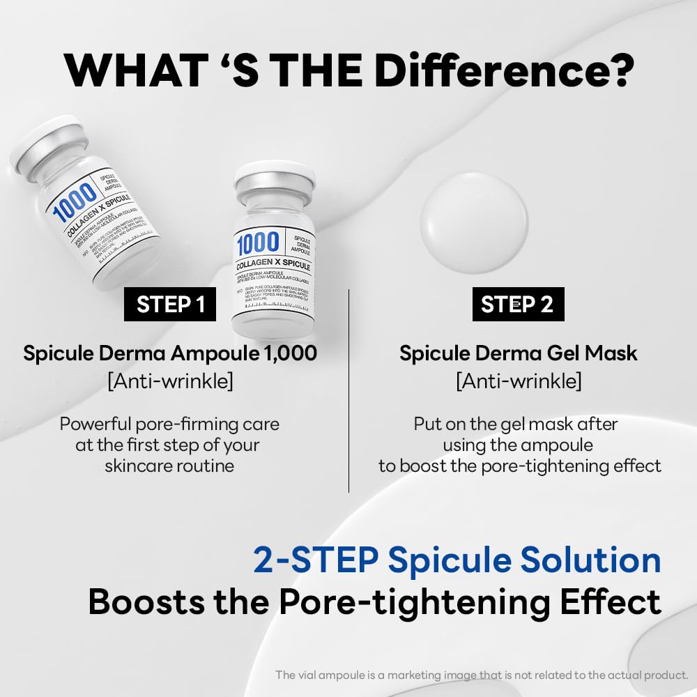 Mediheal Collagen Spicule 1000ppm Intensive Serum – Micro Needle Serum for Pore Care, Soothing & Skin Texture Improvement, 2-Step,Collagen Spicule Ampoule and Gel Mask Set,Skin Booster,4pcs