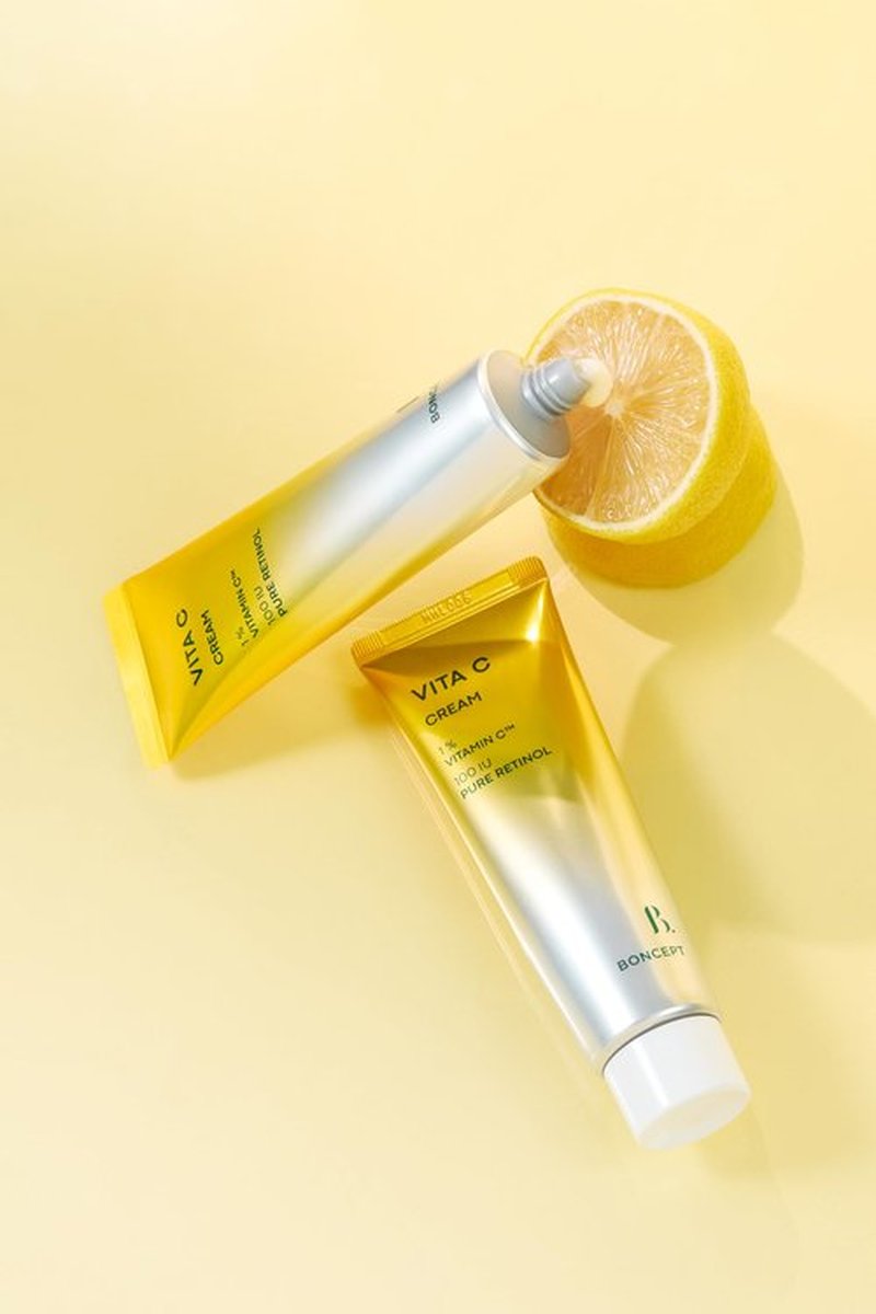BONCEPT Vita C Cream - Quick-Absorbing Korean moisturizer for Dark Spots, Brightening, Bouncy Skin, Anti aging with Vitamin C, Retinol | 1.69 fl. oz. / 50ml