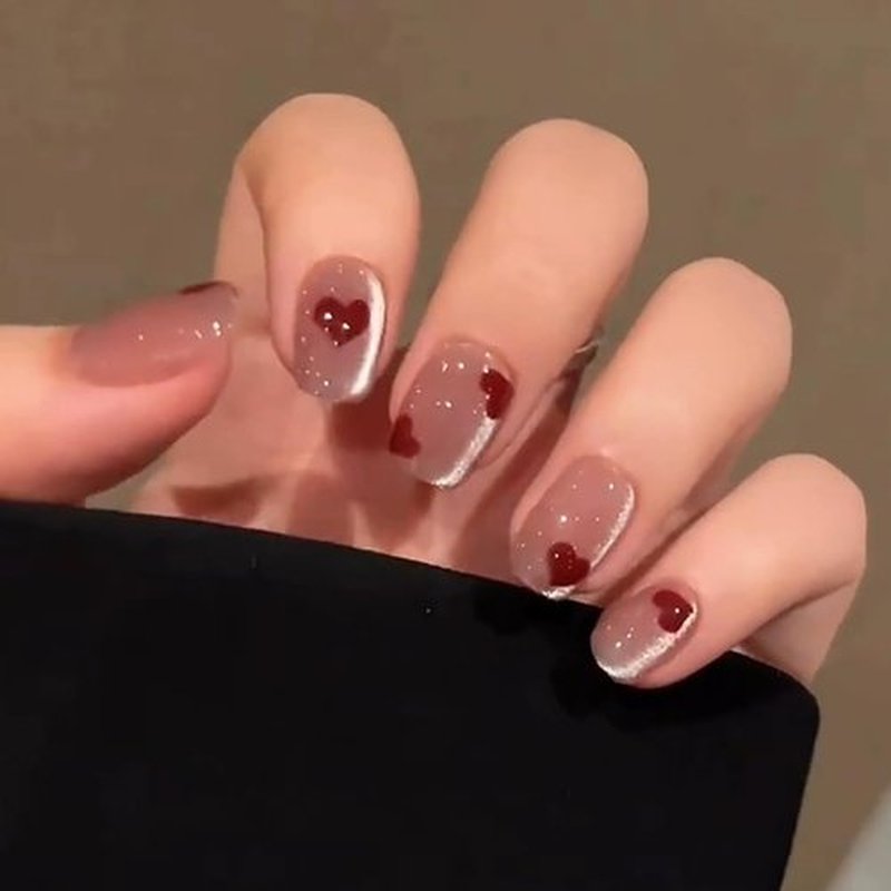 Light Rain Medium Size Hand-made Press on Nails, 3D Gel UV Finished False nails with Design by Professional Manicurist