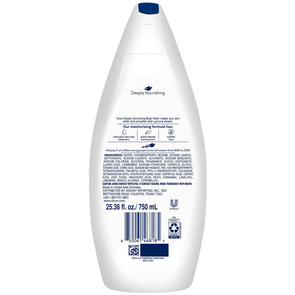 Dove Body Wash 4-Pack – Deeply Nourishing for Softer, Smoother Skin, 25.36 Fl Oz Ea