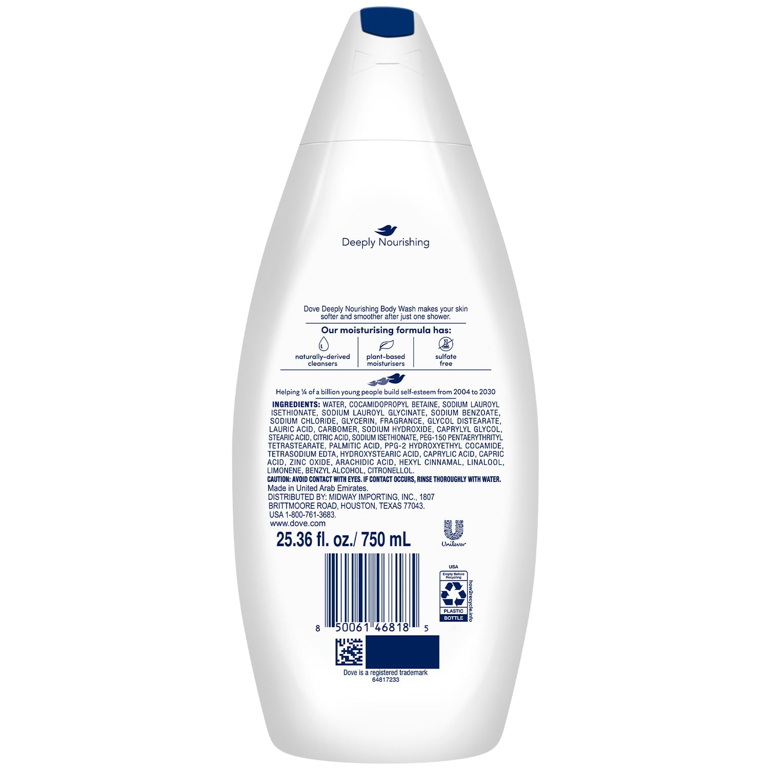 Dove Body Wash 4-Pack – Deeply Nourishing for Softer, Smoother Skin, 25.36 Fl Oz Ea