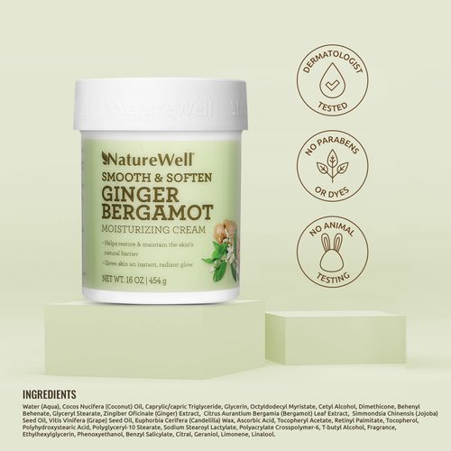 Nature Well Ginger Bergamot Moisturizing Cream - Smooth & Soften Skin, 16 Oz.
