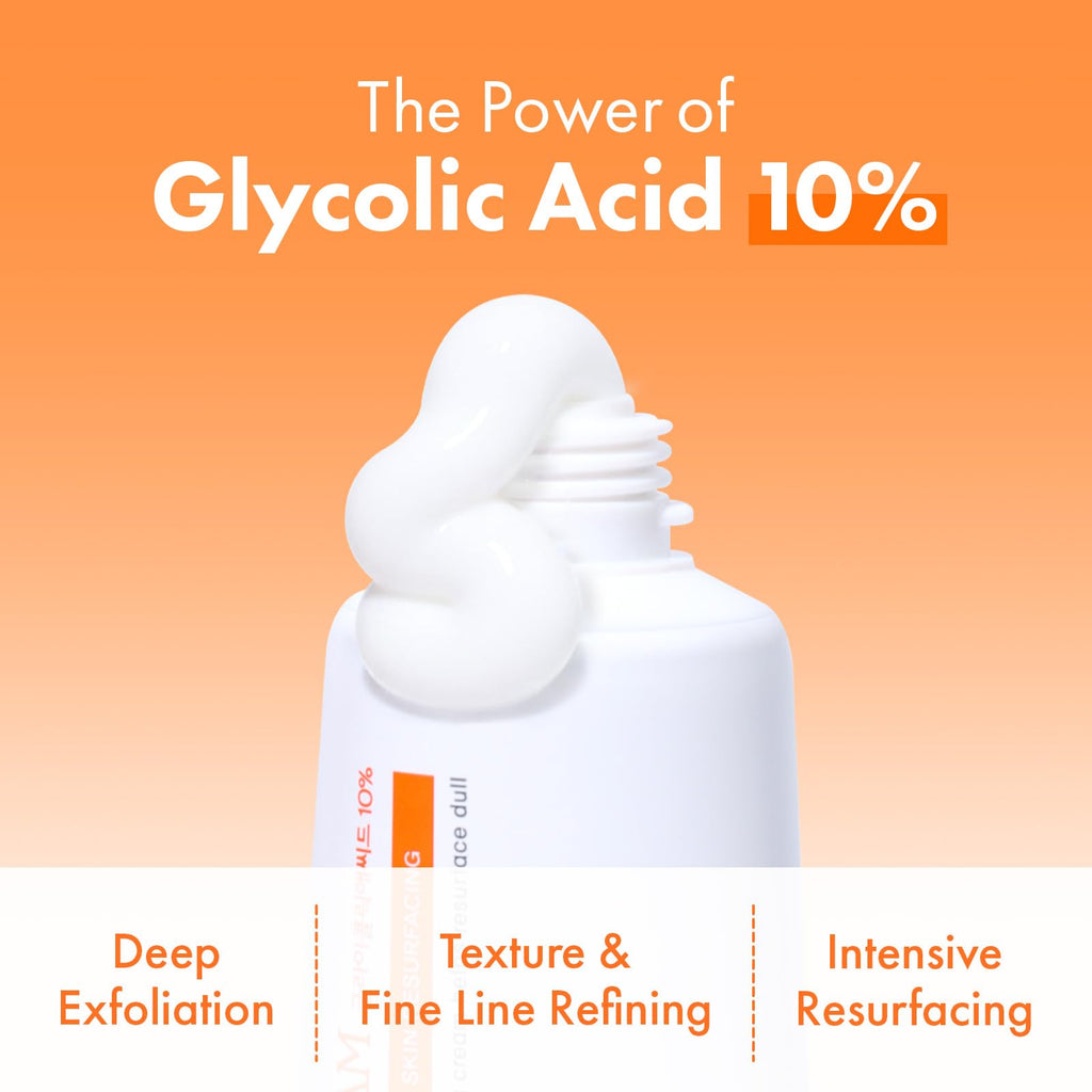 TOSOWOONG Glycolic Acid 10% Cream, AHA Exfoliator, Skin Smoothing Cream for Bumpy Skin, Dark Spot, Wrinkles, Fine Lines with Panthenol, Hyaluronic Acid, Glass Skin, Korean Skincare, 50 ml/1.69 fl. oz.