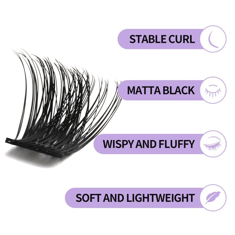 WENDY Lashes Clusters D Curl Lash Clusters DIY Eyelash Clusters 2 Styles 12-16mm Cluster Lashes Black Cluster Eyelash Extensions Wispy Individual Lashes At Home(Gorgeous/Bright-0.07D,12-16mm Mixed)