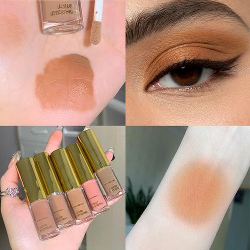 FeiCuiYun Liquid Metallic Eyeshadow - Longwear Matte Eye Shadow Cream for Older Women | Vegan & Cruelty-Free, Light Brown