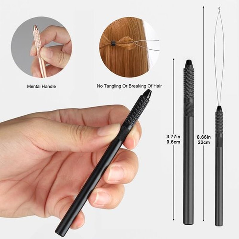 GlamorDove Hair Extension Loop Tool Pulling Hook Handle Threader for Micro Rings Looper Hair Beauty Salon Accessories