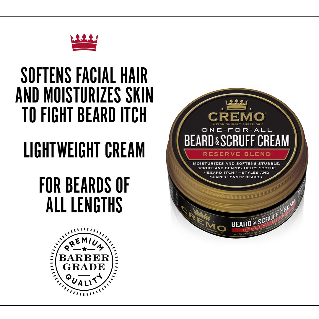 Cremo Beard & Scruff Cream, Distiller's Blend (Reserve Collection), 4 oz - Soothe Beard Itch, Condition and Offer Light-Hold Styling for Stubble and Scruff (Product Packaging May Vary) 0 fluid ounces