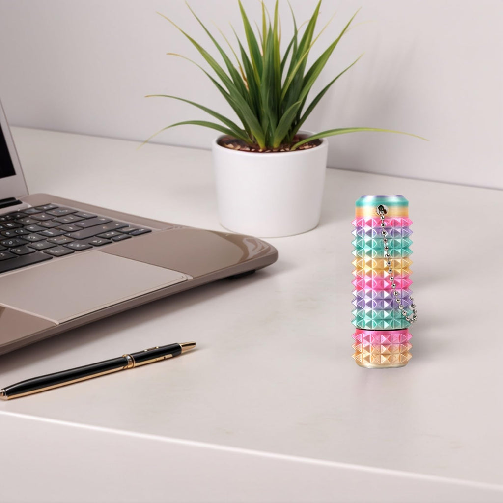 ZyCooom Stim Fidgets Tool for Anxiety Little Ouchies Pain Pocket Fidget Toys Adults Spiky Design for Stress Anxiety Focus Relief, Rotating Keychain, Novelty Gift for Friends/Coworkers- Rainbow