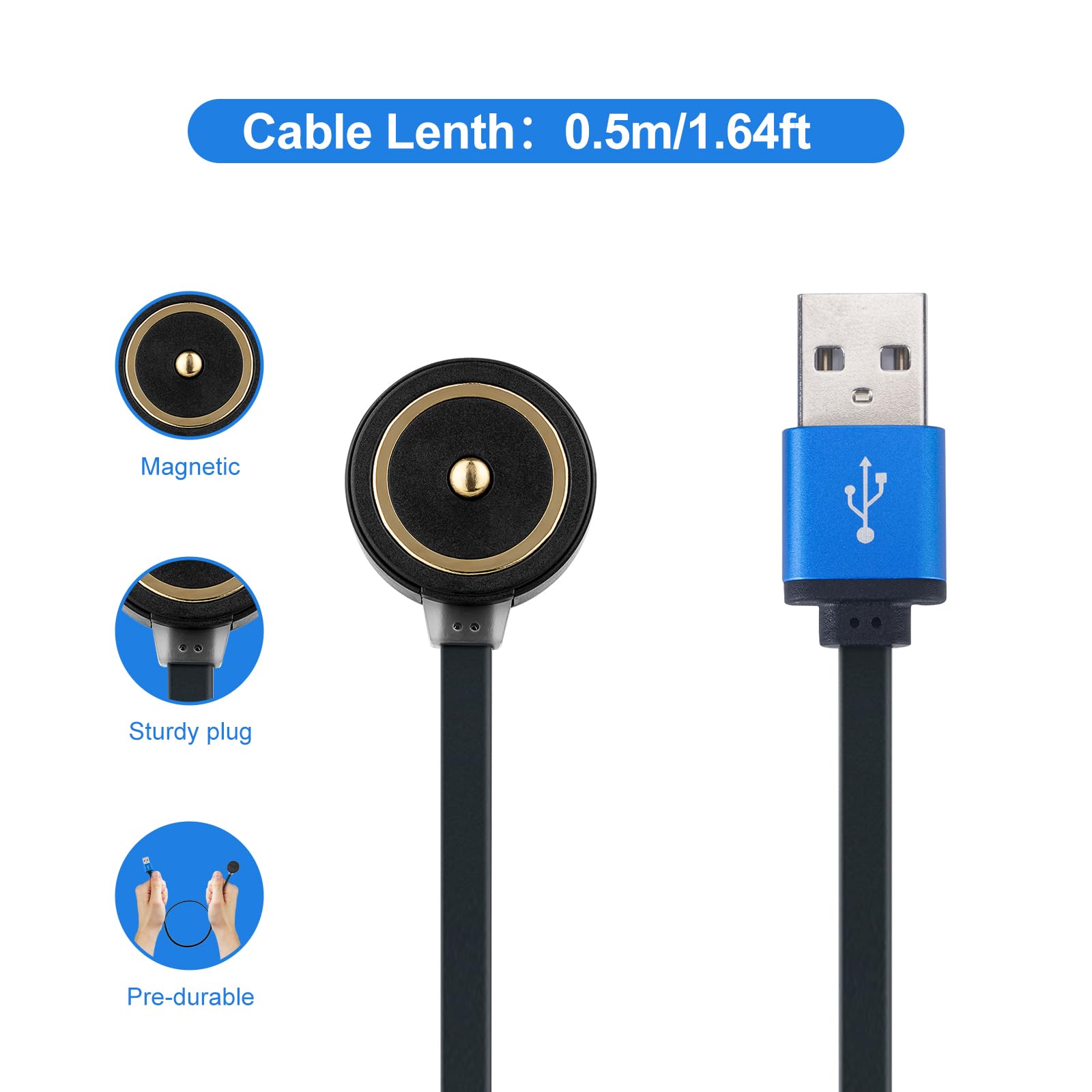 OLIGHT MCC 3 Charger in Black Upgraded Smart Magnetic Charging Cable Only Suitable for Odin/OdinMini/OdinS/PL-Mini3/PL-Pro/Baton3 Series/Warrior Mini2/Perun2/Seeker3pro/Warrior 3s/Baldr Pro R/Arkfeld