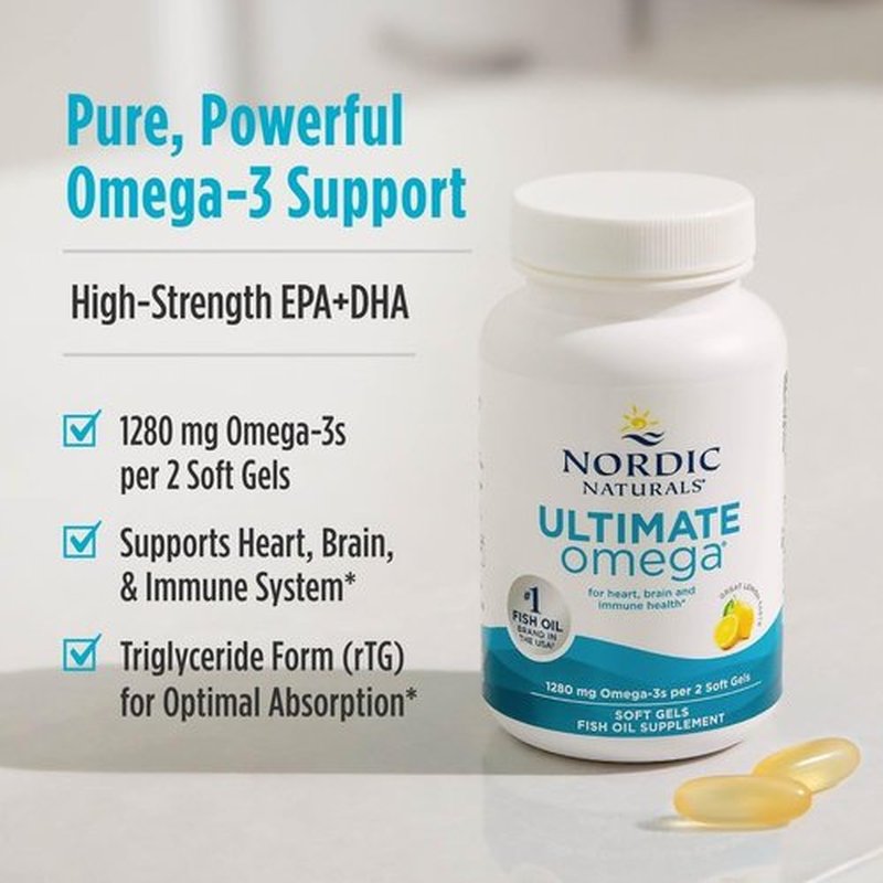 Nordic Naturals Ultimate Omega Soft Gels - High-Potency 1280 mg Omega-3 Fish Oil | Lemon Flavor - 90 Count