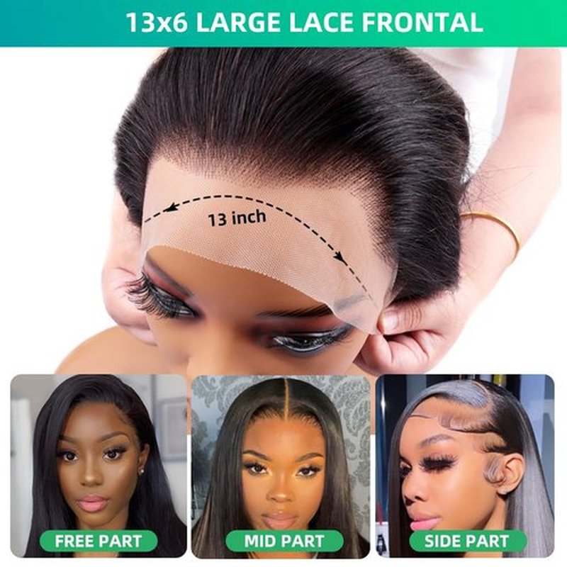 13x6 Full Lace Frontal Closure Invisible HD Transparent Swiss Lace Closure Pre Plucked Bleached Knots with Baby Hair 12A Grade Brazilian Virgin Straight Human Hair Frontal Free Part 16 Inch