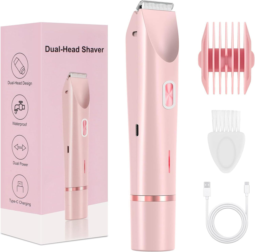 CheckSimple 2025 New Bikini Trimmer for Women,Dermave Bikini Shaver,2-in-1 Electric Razors for Women(Pink)