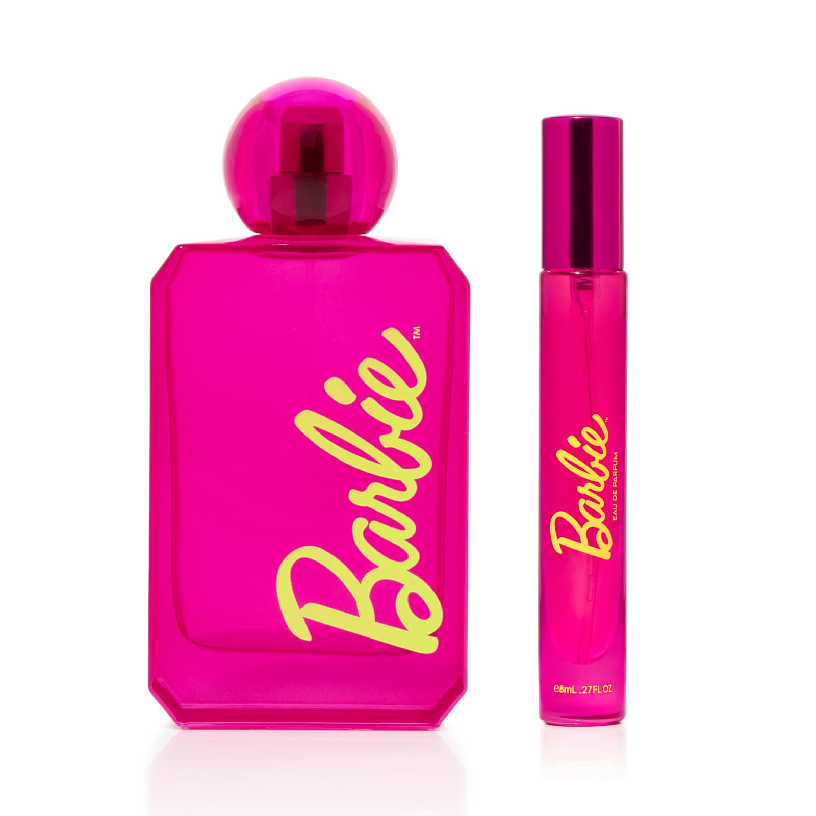 DefineMe Barbie Perfume Bundle, 100 mL Bottle and 8 mL Travel Spray, Fruity and Gourmand Fragrance with Strawberry, Dragon Fruit, Whipped Cream & Sandalwood Notes, Perfumes for Women