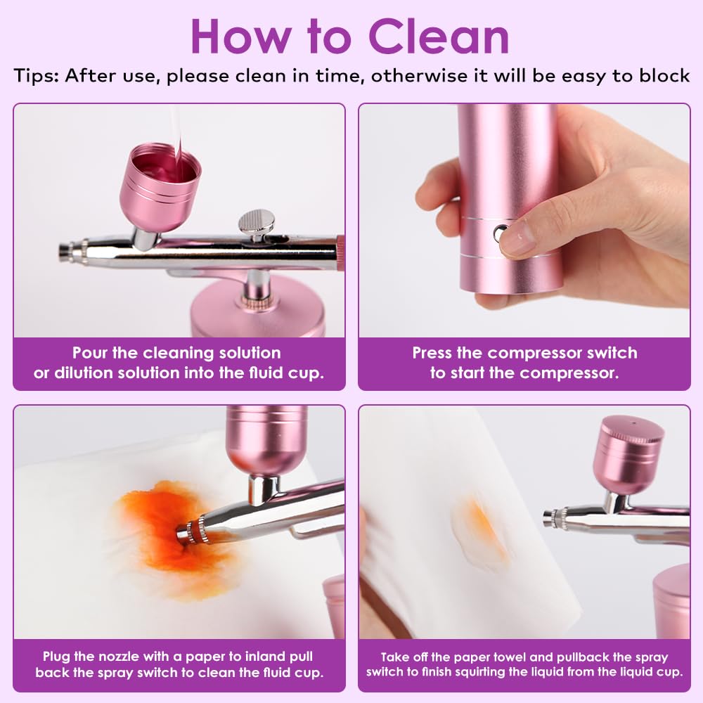 Airbrush Kit Melous Airbrush with Compressor for Nails Air brush Spray Gun for Ombre Nails, Painting, Makeup, Cake Baking, Barber, Black
