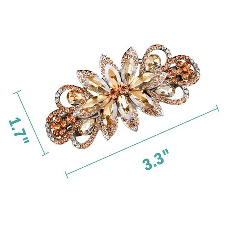 Sankuwen Flower Rhinestone Hairpin Luxury Jewelry Designed Hair Accessory French Barrette Hair Clip (Champagne)