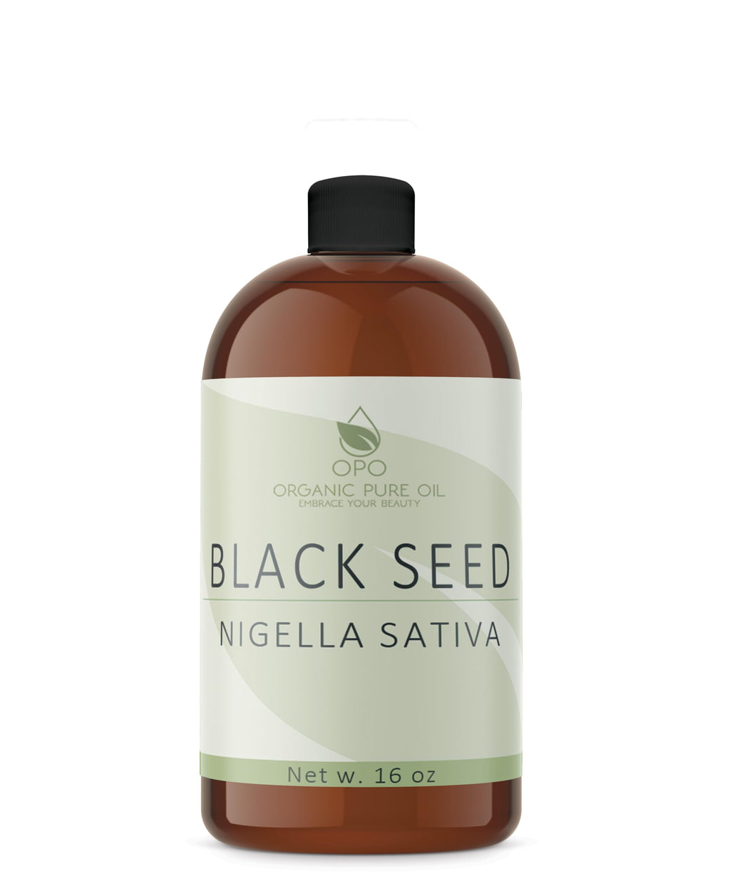Black Seed Oil - Pure, Unrefined, Cold Pressed from Egyptian Seeds, All Natural, Nigella Sativa - 16 oz - Bulk for Skin, Hair, Nails, Body, Arms, Legs, Beard, Mustache, Eyelashes