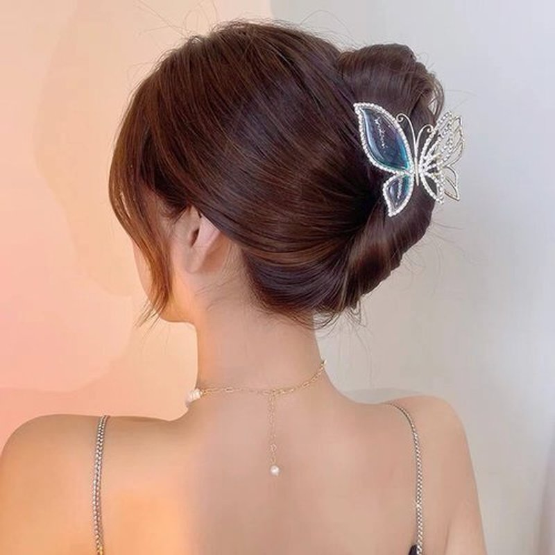 Butterfly Metal Hair Claw Clips Fashion Sparkly Glitter Rhinestones Hair Barrettes Strong Hold Styling Hair Accessories for Women Girls Thinner Thick Hair Styling