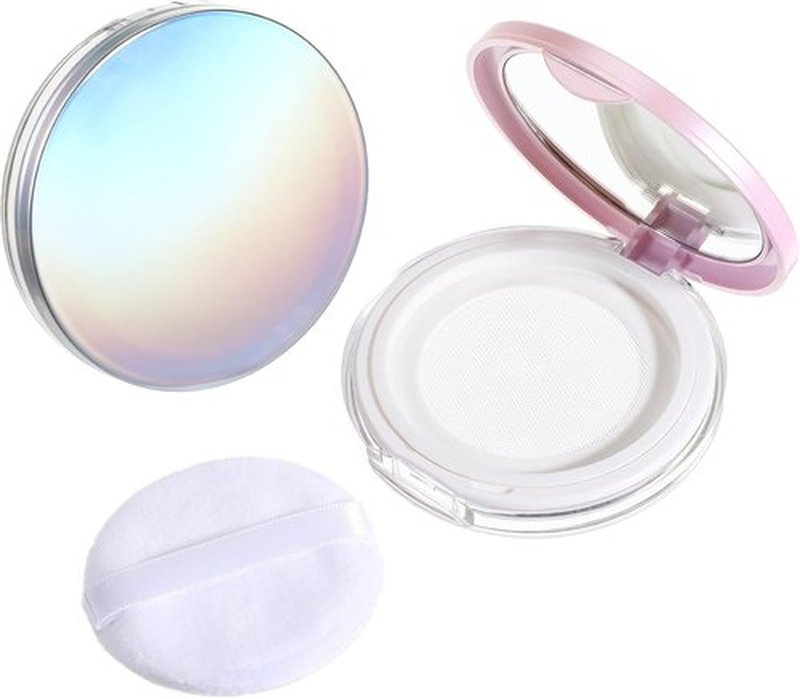 Skiennix Loose Powder Containers - 2 PCS Reusable Travel Makeup Containers with Puff & Mirror | 0.18oz