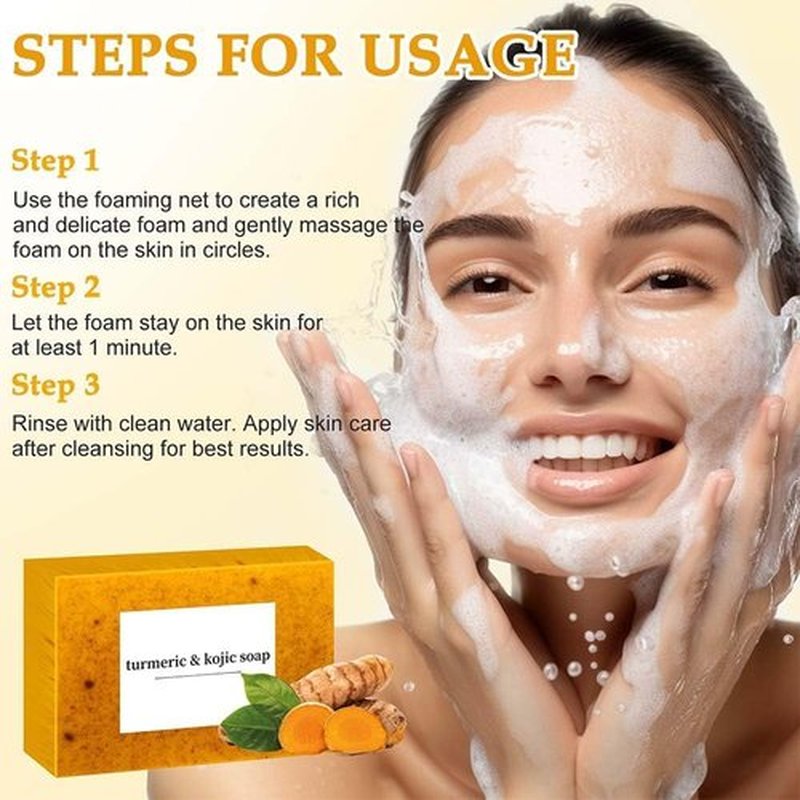TPTAL Turmeric Wash and Care Two Piece Set, Tuemeric Facial Cleanser & Turmeric Soap Bar,Face & Body Cleanser, Tur-meric Face Wash and Natural Turmerics Handmade Soap, Deep Cleansing