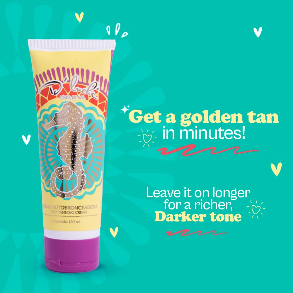 D'Luchi Self Tanner for Women - Sunless Tanning Cream with Collagen & Vitamin E for Dry Skin - Natural Bronzed Glow, Hydrating & Stain-Free - Cruelty & Paraben Free, 4 Oz