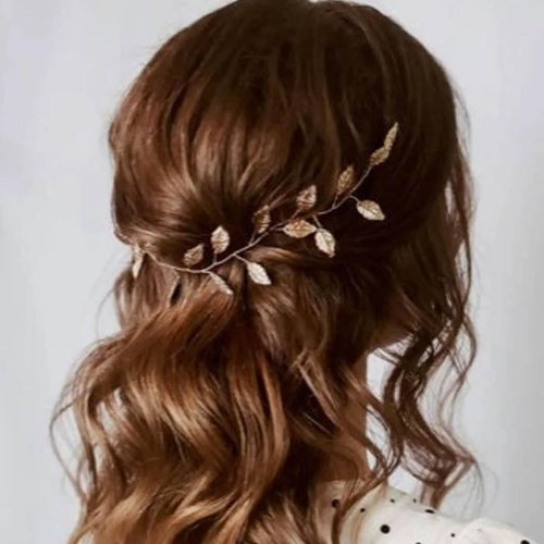 JAKAWIN Gold Wedding Hair Vine Leaf Bride Hair Piece Accessories for Women HV179 (Gold)