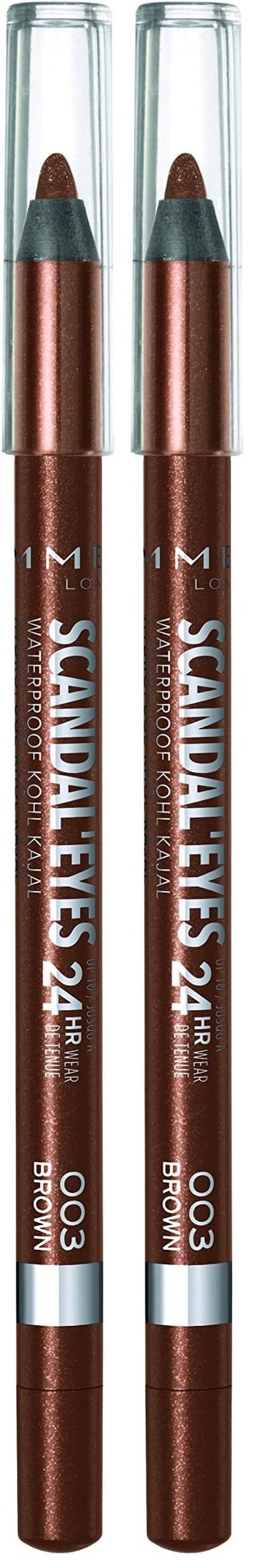 Rimmel London Scandaleyes Waterproof Gel Pencil Eyeliner,Long-Wearing,Ultra-Smooth,Smudge-Proof,003,Brown,0.04oz,(Pack of 2)