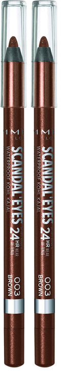 Rimmel London Scandaleyes Waterproof Gel Pencil Eyeliner,Long-Wearing,Ultra-Smooth,Smudge-Proof,003,Brown,0.04oz,(Pack of 2)