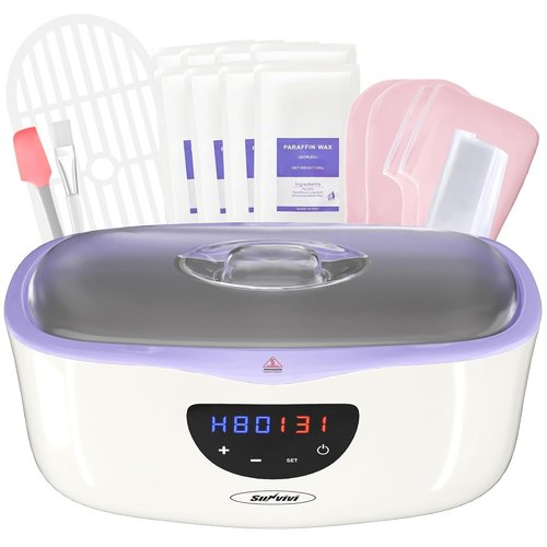 Sunvivi Paraffin Wax Machine for Hand and Feet, 4000ml Large Capacity Hand Wax Paraffin Machine Bath with 8PCS Refills, Moisturizing Kit Paraffin Wax Machine Auto-time Keep Warm for Arthritis