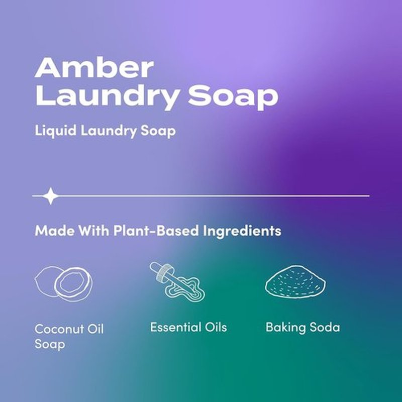 Indigo Wild Zum Clean Laundry Soap - Plant-Based Formula with Baking Soda & Essential Oils - Amber - 64 fl oz