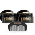 Derm Dude Full and Soft Beard Balm, Styles and Strengthens Beard, Promotes Fuller Beard, Moisturizes and Soothes Beard, and Free Beard Comb, Morning Woodsy Scent, 2 Fl Oz, 2 Pack