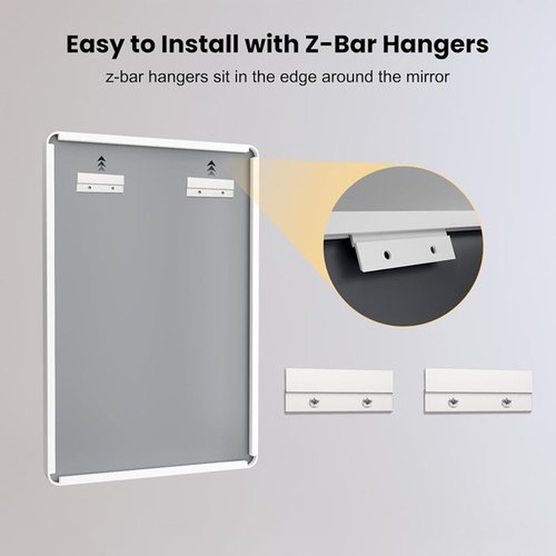 LOAAO White Metal Framed Bathroom Mirror - Large 40x36 Inch Rounded Rectangle | Anti-Rust Tempered Glass