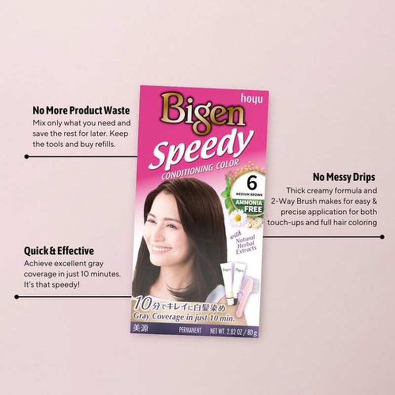 Bigen Speedy Conditioning Color Kit - 6 Medium Brown Shades | 3 Pack for Vibrant Hair Color
