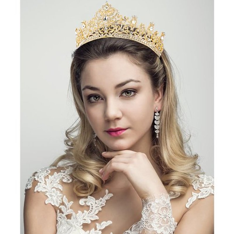 AHONEY Gold Crown Queen Crowns Tiara for Women Birthday Quinceanera Crown Rhinestone Bride Headband Princess Decoration for Wedding Party Prom Halloween