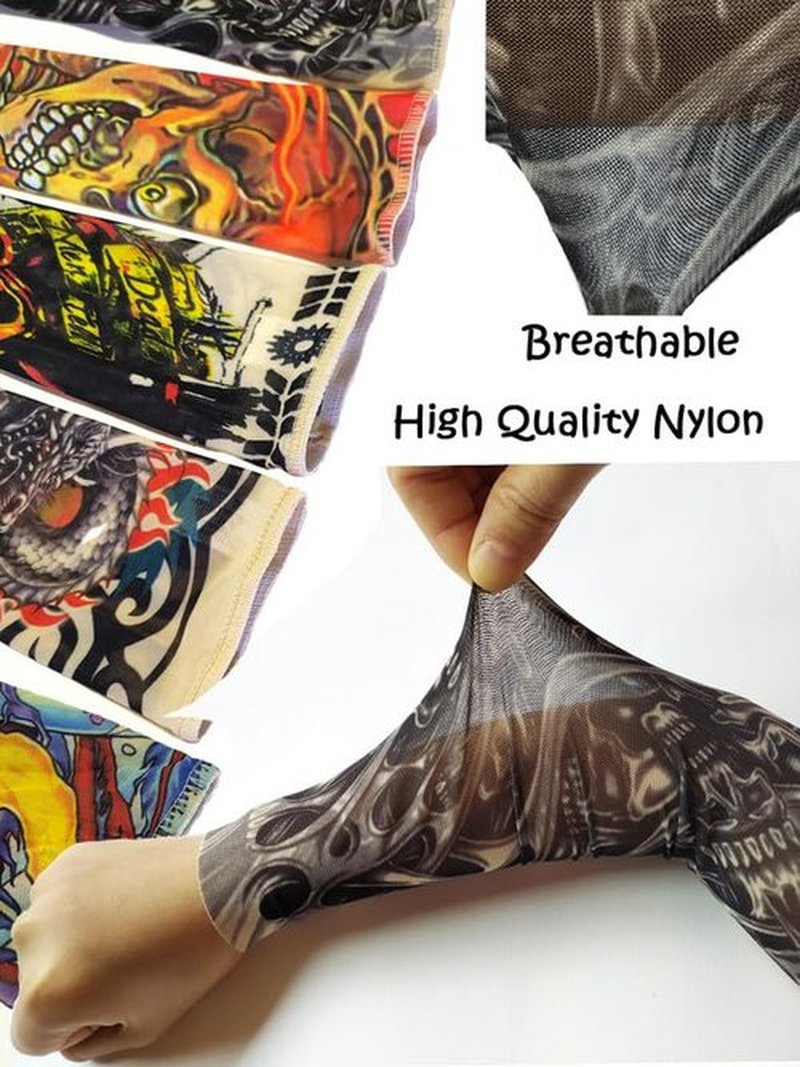 iToolai 5 Pairs Fake Tattoo Arm Sleeves for Kids Boys Girls Temporary UV Protection Tattoo Arts Sleeve Sets(Patterns 1)
